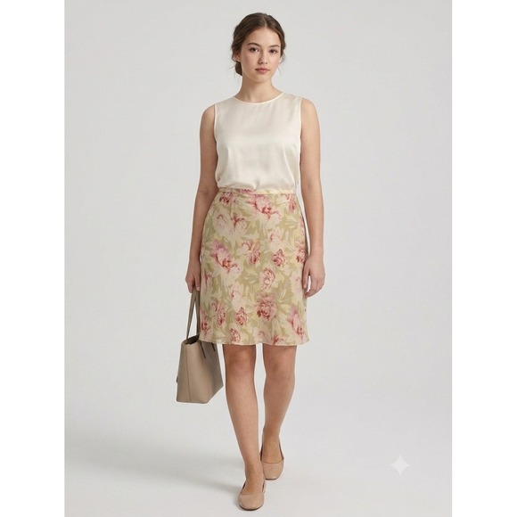 Ann Taylor Dresses & Skirts - Vintage Y2K Ann Taylor Silk Floral Skirt 4 Forest Fairy Ethereal Cottagecore